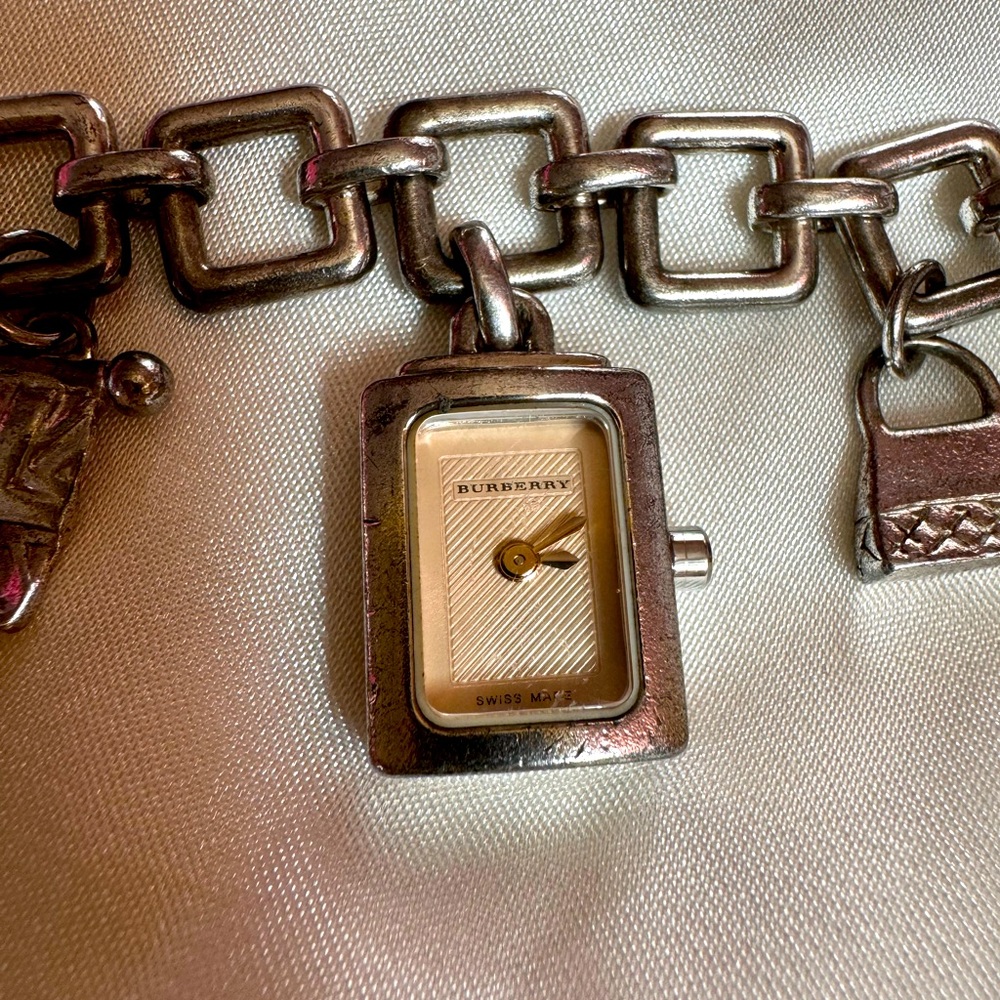 Burberry Silver Charm Bracelet Watch